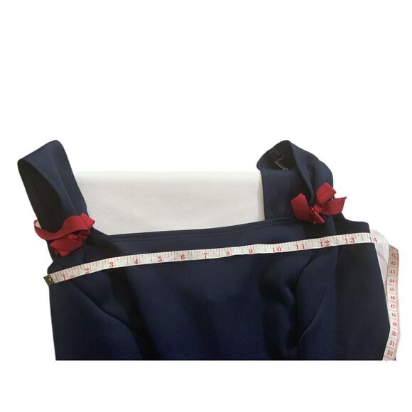 Custom Dark Blue And White Striped Sleeveless Bow Detail Jumpsuit Size M - Picture 16 of 16